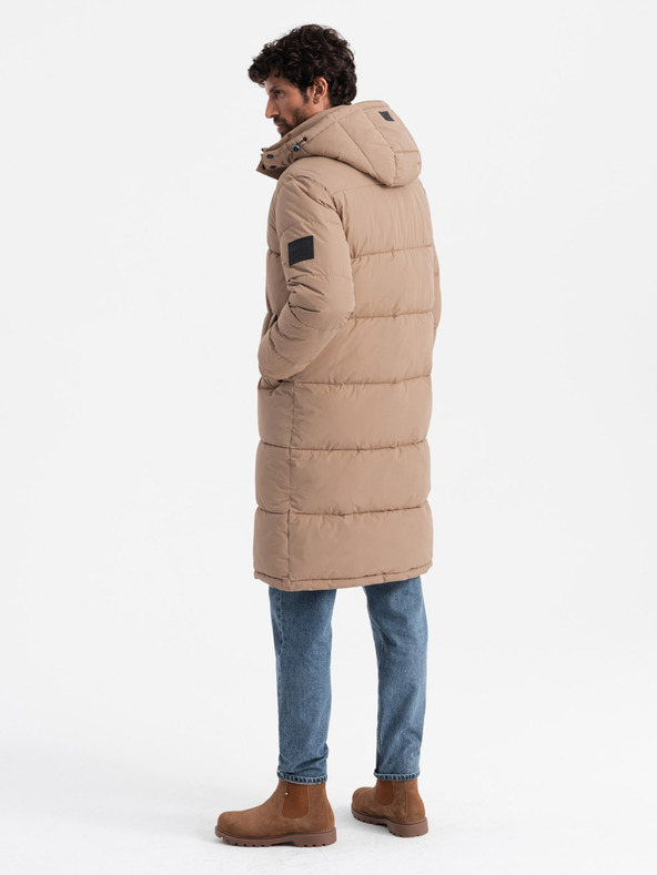 Ombre Clothing Moška prešita dolga jakna parka s snemljivo kapuco Ombre Clothing