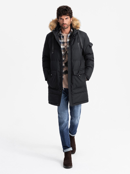 Ombre Clothing Moška dolga jakna parka s kapuco Ombre Clothing