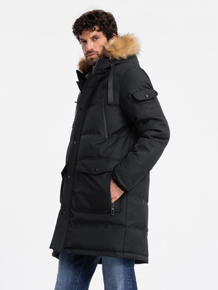 Ombre Clothing Moška dolga jakna parka s kapuco Ombre Clothing
