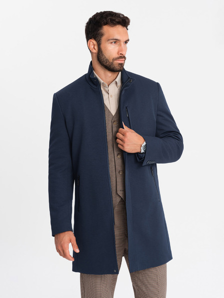 Ombre Clothing Ombre Clothing Moški strukturiran plašč z visokim ovratnikom