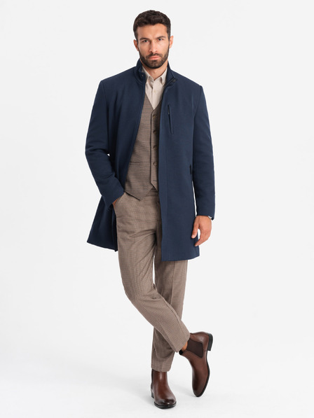 Ombre Clothing Ombre Clothing Moški strukturiran plašč z visokim ovratnikom