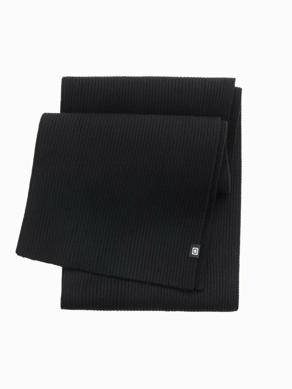 Ombre Clothing Moški enobarvni pleteni šal z rebri črne barve Ombre Clothing