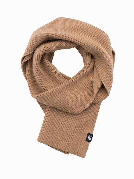 Ombre Clothing Moški enobarvni pleteni šal z rebri svetlo rjave barve Ombre Clothing