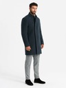 Ombre Clothing Moški asimetrični plašč z visokim ovratnikom temno modre barve Ombre oblačila