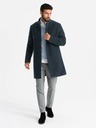 Ombre Clothing Moški asimetrični plašč z visokim ovratnikom temno modre barve Ombre oblačila