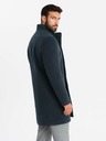 Ombre Clothing Moški asimetrični plašč z visokim ovratnikom temno modre barve Ombre oblačila