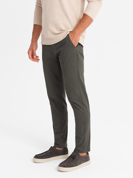 Ombre Clothing Moške hlače chino REGULAR FIT khaki Ombre Clothing
