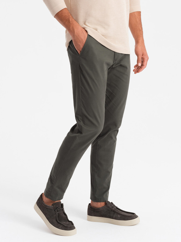 Ombre Clothing Moške hlače chino REGULAR FIT khaki Ombre Clothing