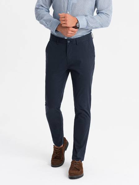 Ombre Clothing Moške polne hlače chino REGULAR FIT temno modre barve Ombre Clothing