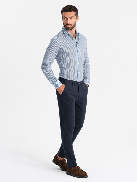 Ombre Clothing Moške polne hlače chino REGULAR FIT temno modre barve Ombre Clothing
