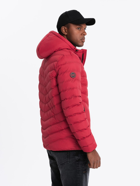 Ombre Clothing Moška prešita športna jakna s kontrastno zadrgo rdeče barve Ombre Clothing