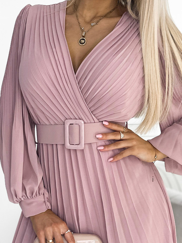 numoco Obleka z naramnicami in srčnim izrezom - pudrasto rožnata Numoco KLARA