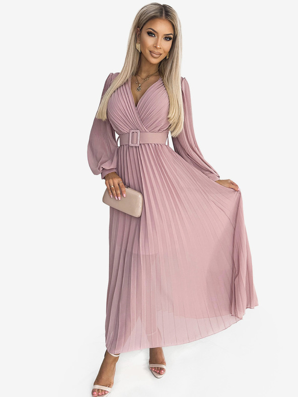 numoco Obleka z naramnicami in srčnim izrezom - pudrasto rožnata Numoco KLARA