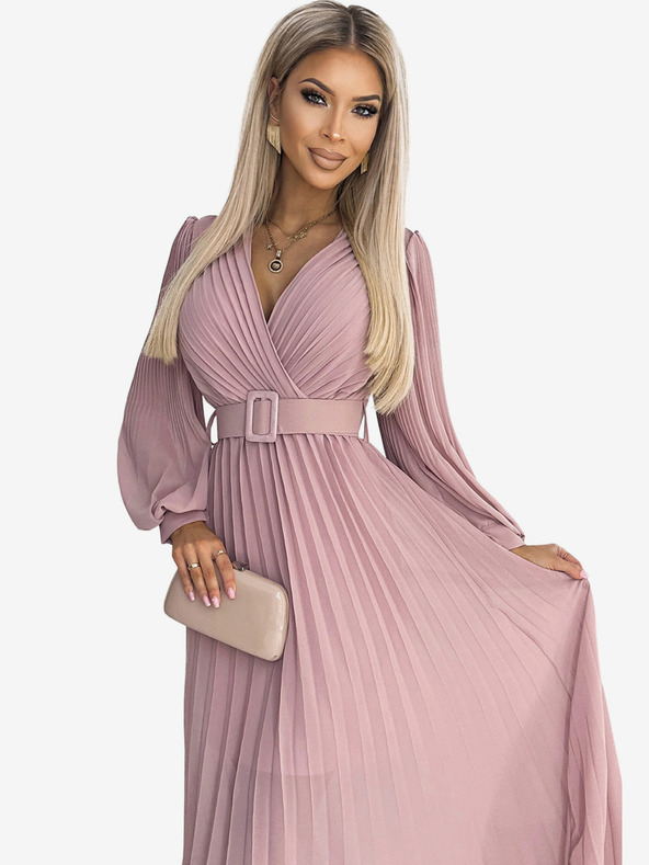 numoco Obleka z naramnicami in srčnim izrezom - pudrasto rožnata Numoco KLARA