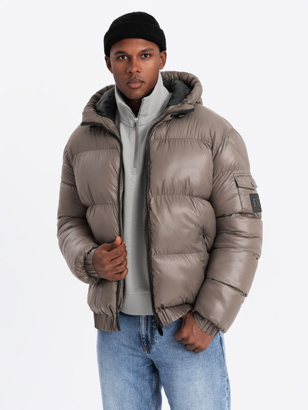 Ombre Clothing Moška topla jakna z rebrastimi zaključki Ombre Clothing