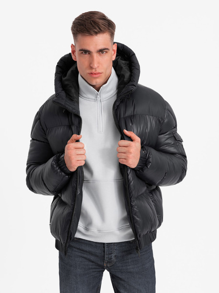 Ombre Clothing Moška topla jakna z rebrastimi zaključki Ombre Clothing