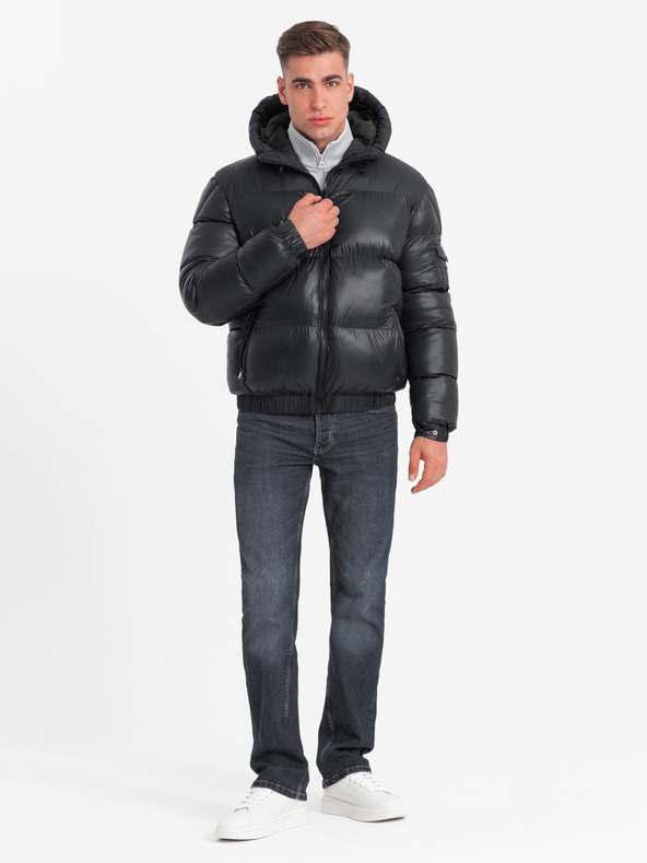 Ombre Clothing Moška topla jakna z rebrastimi zaključki Ombre Clothing