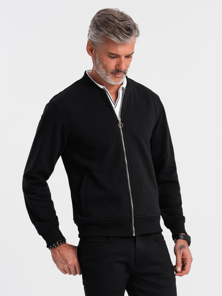 Ombre Clothing Moška bombažna raztegljiva bluza bomber črna Ombre oblačila