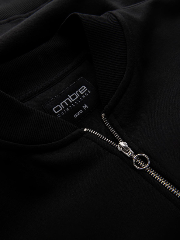 Ombre Clothing Moška bombažna raztegljiva bluza bomber črna Ombre oblačila