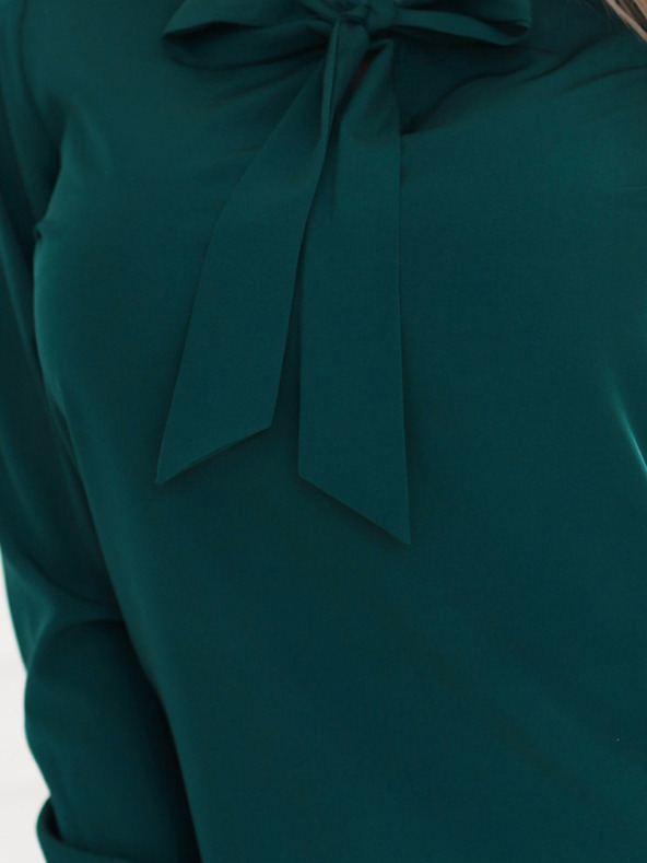 numoco Zelena ženska bluza z dolgimi rokavi in kravato spredaj Numoco