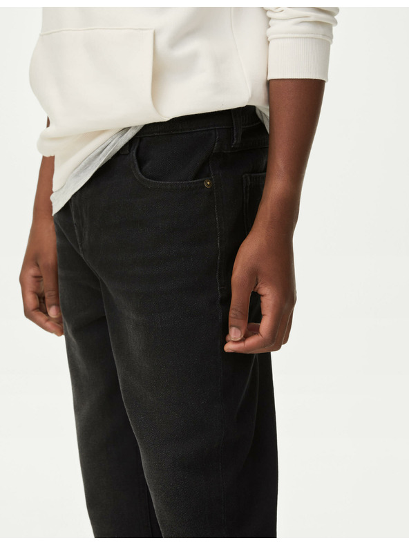 Marks & Spencer Voľné džínsy z čistej bavlny (6–16 rokov) Marks & Spencer čierna