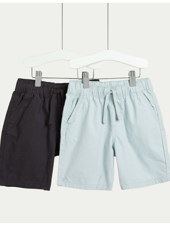 Marks & Spencer Ripstopové krátke nohavice z čistej bavlny, 2 ks v balení (2–8 rokov) Marks & Spencer sivá
