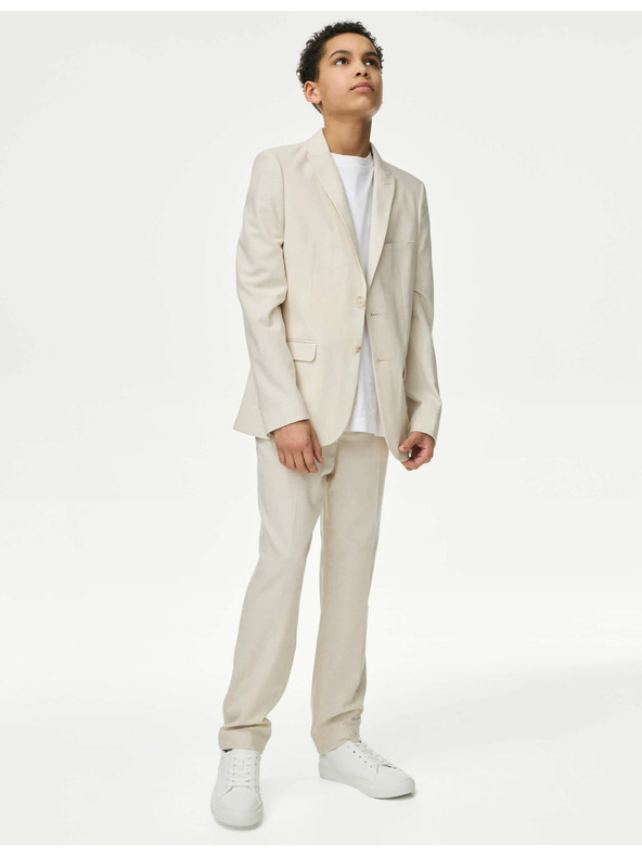 Marks & Spencer Oblekové nohavice s ľanom (2–16 rokov) Marks & Spencer béžová