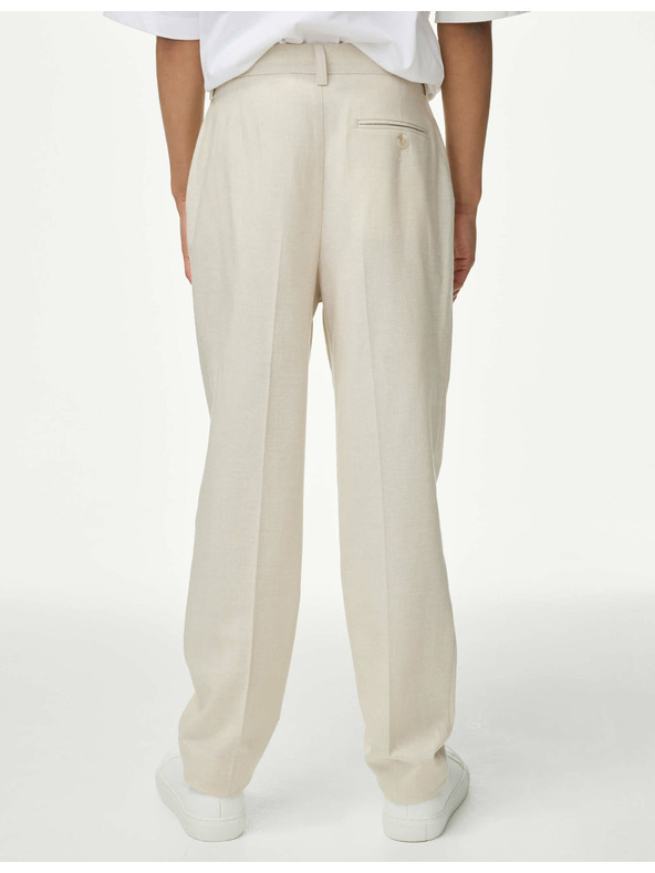 Marks & Spencer Oblekové nohavice s ľanom (2–16 rokov) Marks & Spencer béžová