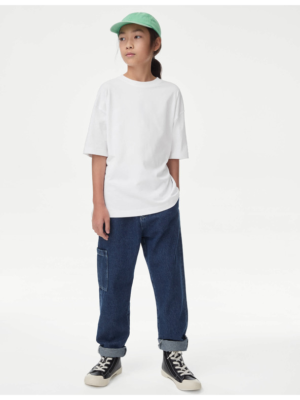 Marks & Spencer Jednofarebné tričko z čistej bavlny (2–16 rokov) Marks & Spencer biela