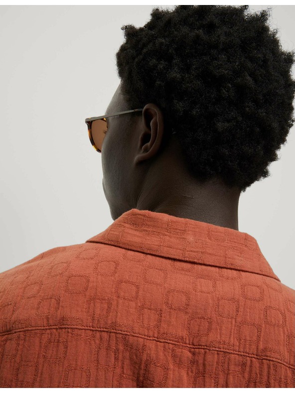 Marks & Spencer Texturovaná košeľa z čistej bavlny v neľahlivej úprave Marks & Spencer oranžová