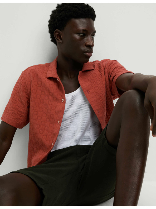 Marks & Spencer Texturovaná košeľa z čistej bavlny v neľahlivej úprave Marks & Spencer oranžová