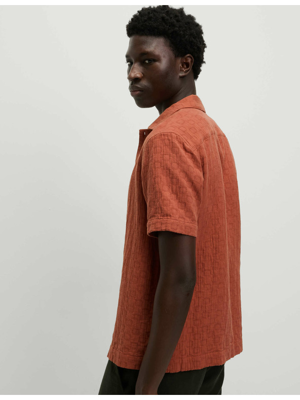 Marks & Spencer Texturovaná košeľa z čistej bavlny v neľahlivej úprave Marks & Spencer oranžová