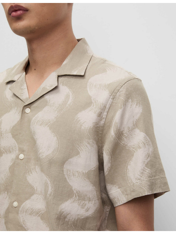 Marks & Spencer Srajca s kubanskim ovratnikom s tiskom valov, z visokim deležem lanu Marks & Spencer smetanova