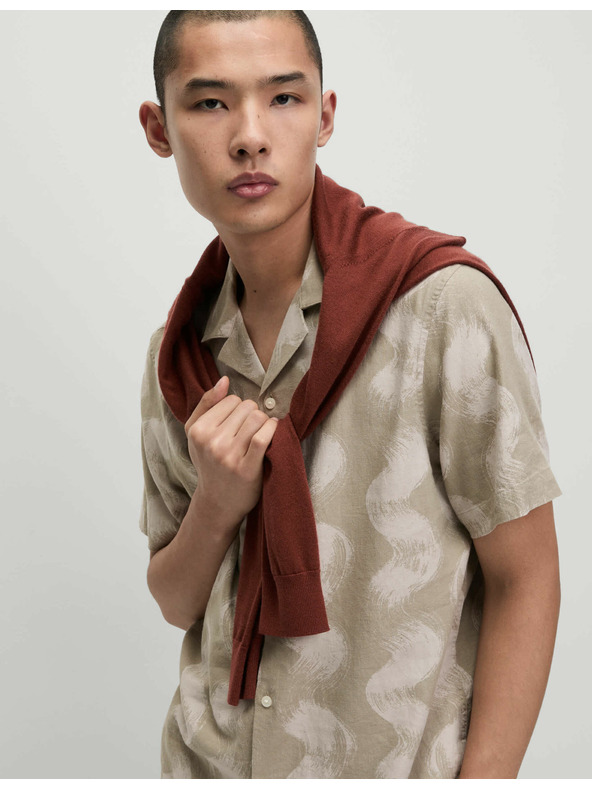 Marks & Spencer Srajca s kubanskim ovratnikom s tiskom valov, z visokim deležem lanu Marks & Spencer smetanova