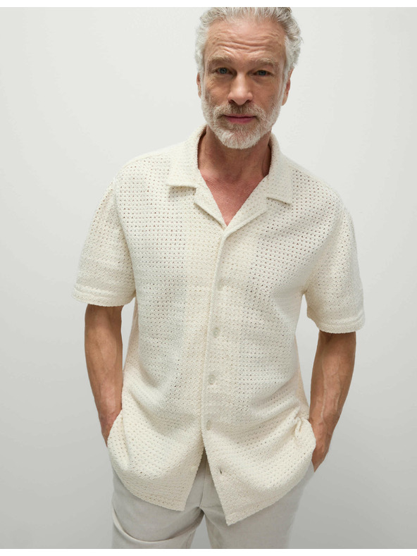 Marks & Spencer Kvačkana srajca iz čistega bombaža Marks & Spencer smetanova