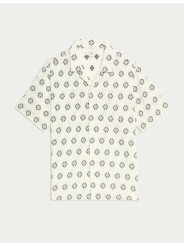 Marks & Spencer Srajca iz čistega bombaža z geometrijskim tiskom Marks & Spencer smetanova