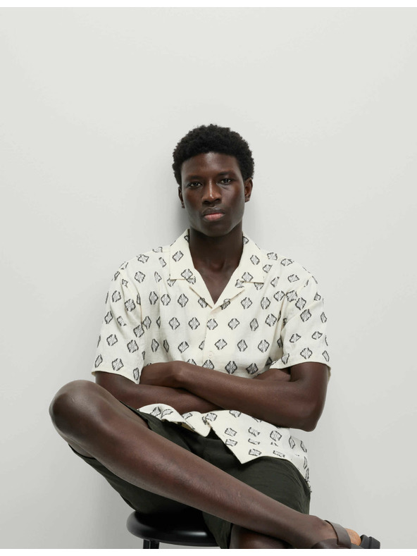 Marks & Spencer Srajca iz čistega bombaža z geometrijskim tiskom Marks & Spencer smetanova