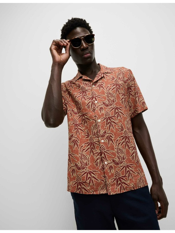 Marks & Spencer Havajska srajca s kratkimi rokavi z visokim deležem lanu Marks & Spencer oranžna