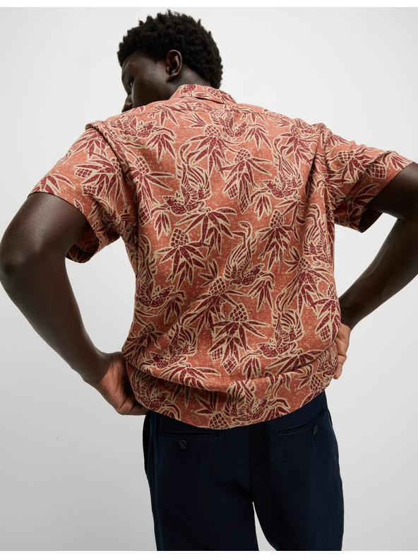 Marks & Spencer Havajska srajca s kratkimi rokavi z visokim deležem lanu Marks & Spencer oranžna