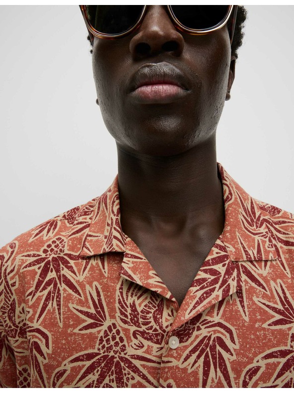 Marks & Spencer Havajska srajca s kratkimi rokavi z visokim deležem lanu Marks & Spencer oranžna