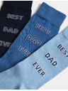 Marks & Spencer Nogavice z napisom "Best Dad Ever" in visokim deležem bombaža, 3 pari Marks & Spencer modra