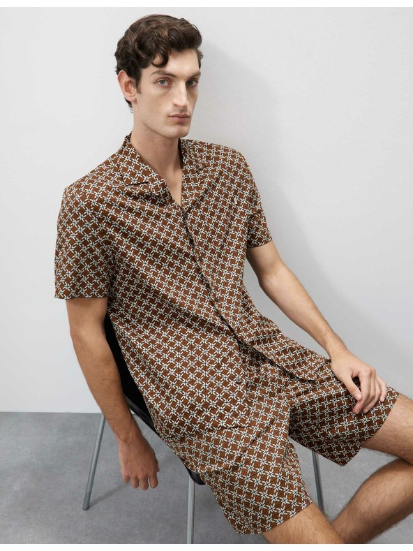 Marks & Spencer Pyžamový top s geometrickým vzorom a vysokým podielom bavlny Marks & Spencer hnedá