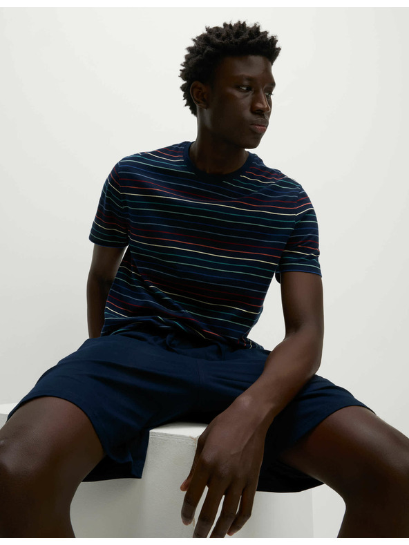 Marks & Spencer Prugasta pižanska garnitura iz čiste bombaže Marks & Spencer mornarsko modra