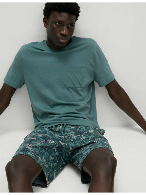 Marks & Spencer Pižanska garnitura iz čiste bombaže s potiskom palm Marks & Spencer zelena