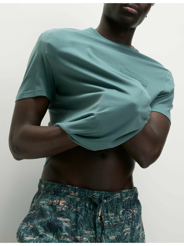 Marks & Spencer Pižanska garnitura iz čiste bombaže s potiskom palm Marks & Spencer zelena