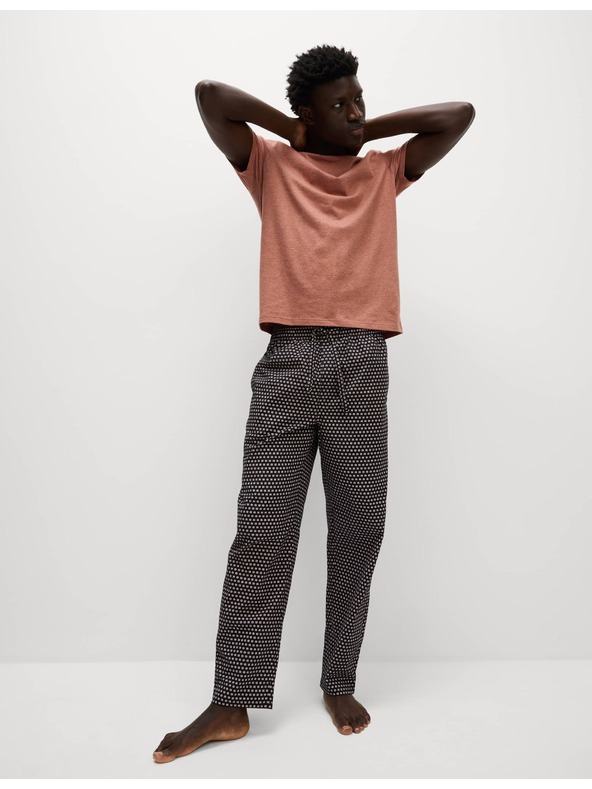 Marks & Spencer Pyžamová súprava z čistej bavlny s geometrickým potlačou Marks & Spencer oranžová