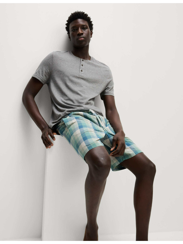 Marks & Spencer Karirasta pižanska garnitura Ombre iz čiste bombaže Marks & Spencer siva