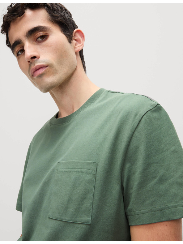 Marks & Spencer Tričko zo stredne silnej látky z čistej bavlny s vreckom Marks & Spencer zelené