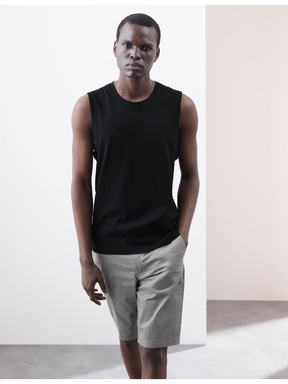 Marks & Spencer Tielkový top z čistej bavlny Supima® s výstrihom ku krku Marks & Spencer čierny