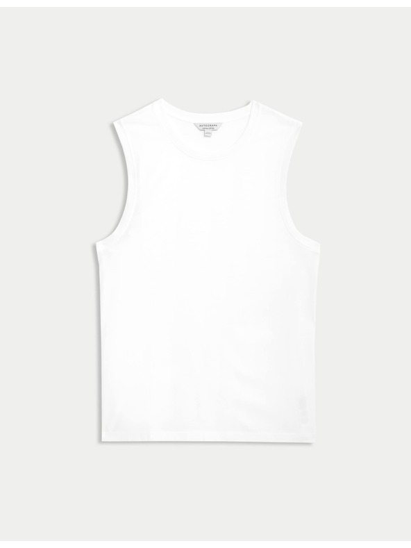 Marks & Spencer Tielkový top z čistej bavlny Supima® s výstrihom ku krku Marks & Spencer biely